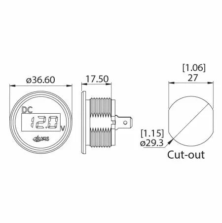YIS Marine SP-BG1 Digital Voltmeter with cable