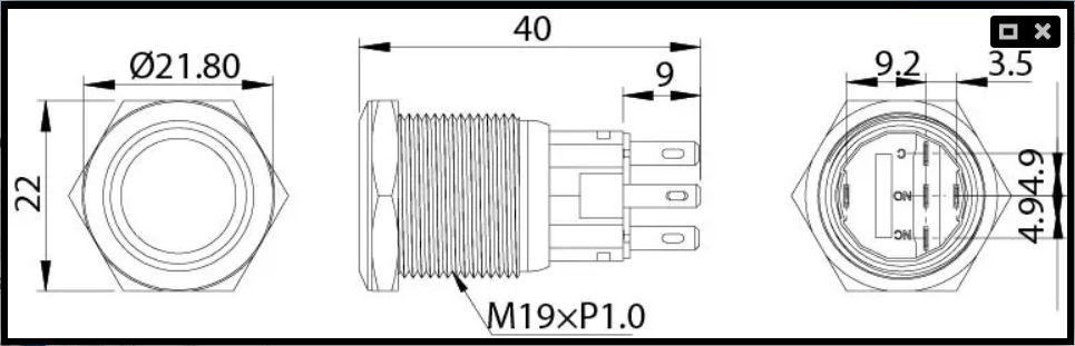 Marine Boat Stainless Steel Push-Button Switch With LED Ring