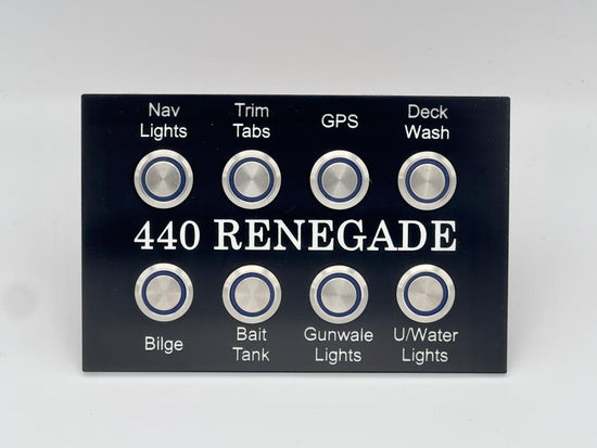 Bluewater Industries Custom Marine Boat Switch Panels Dash Panel Switches Quintrex Renegade.