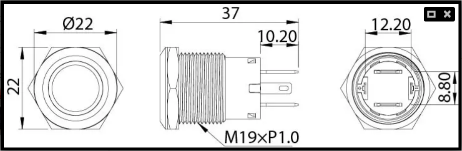 Relaxn Backlit 20A Large Current Stainless Steel Push-Button Switch