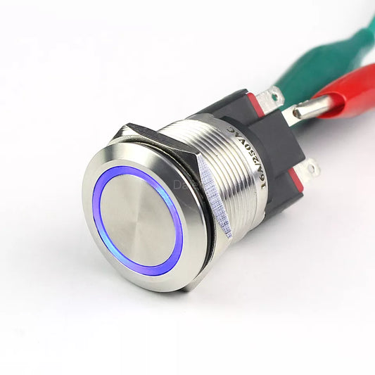 The BWI-LAS-22 is a Marine Grade 22mm, 15A Stainless Steel Marine Boat Push-Button Switch with LED Light Ring. The large foot print of the LAS-22 makes it easy to use in big seas