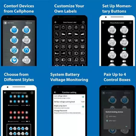 Marine Boat Membrane Touch Control Switch Panel with Bluetooth APP 6P